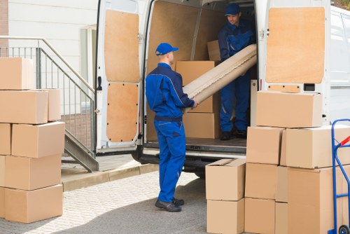 Storage and recycling materials being sorted at Hornsey Storage