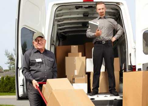 Packed boxes and household essentials ready for a flat move in Hornsey
