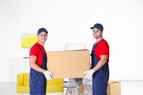 House removals planning in Hornsey with moving boxes and a van